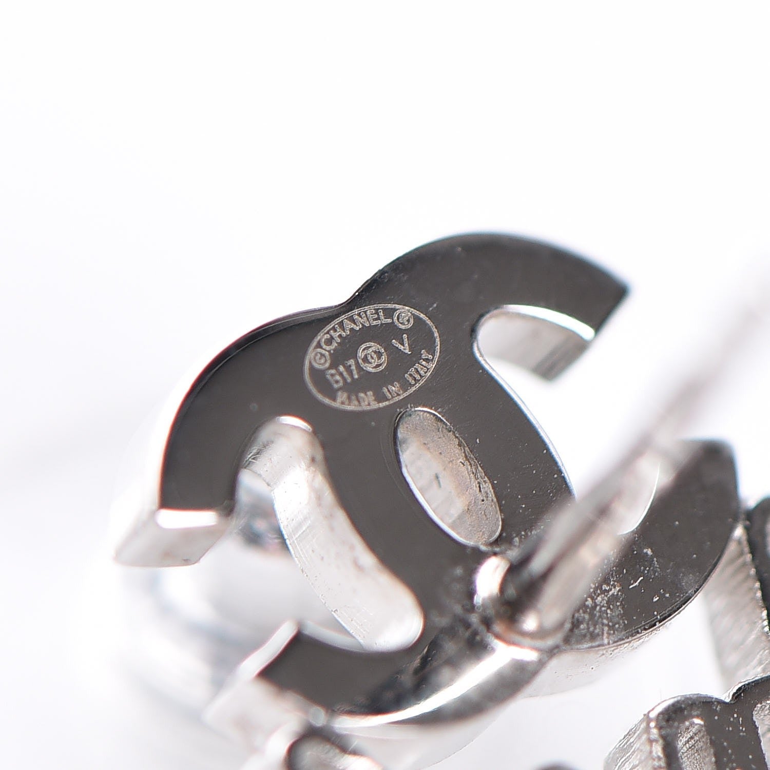 Chanel Crystal CC Peace Sign Emoji Earrings Silver 4 of 5