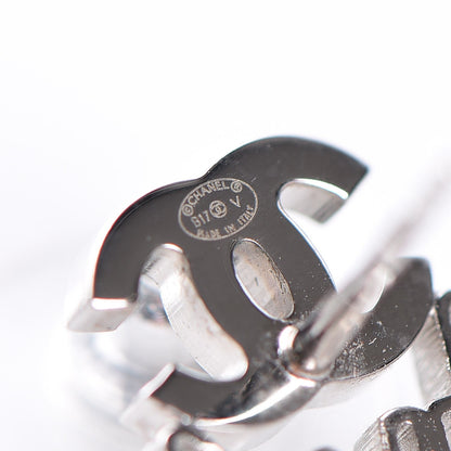 Chanel Crystal CC Peace Sign Emoji Earrings Silver 4 of 5