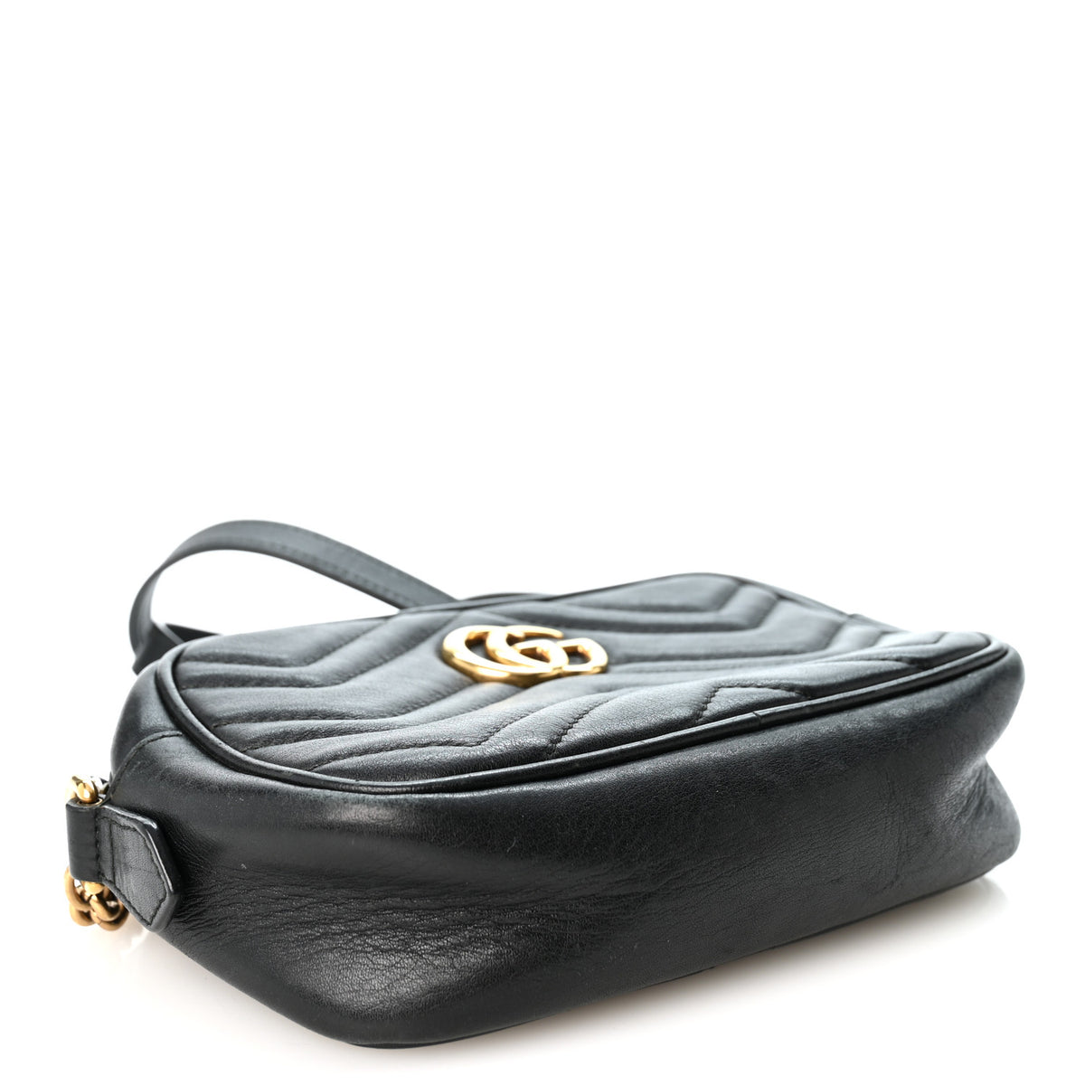 Gucci Calfskin Matelasse Mini GG Marmont Chain Shoulder Bag Black 4 of 10