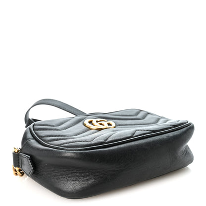 Gucci Calfskin Matelasse Mini GG Marmont Chain Shoulder Bag Black 4 of 10