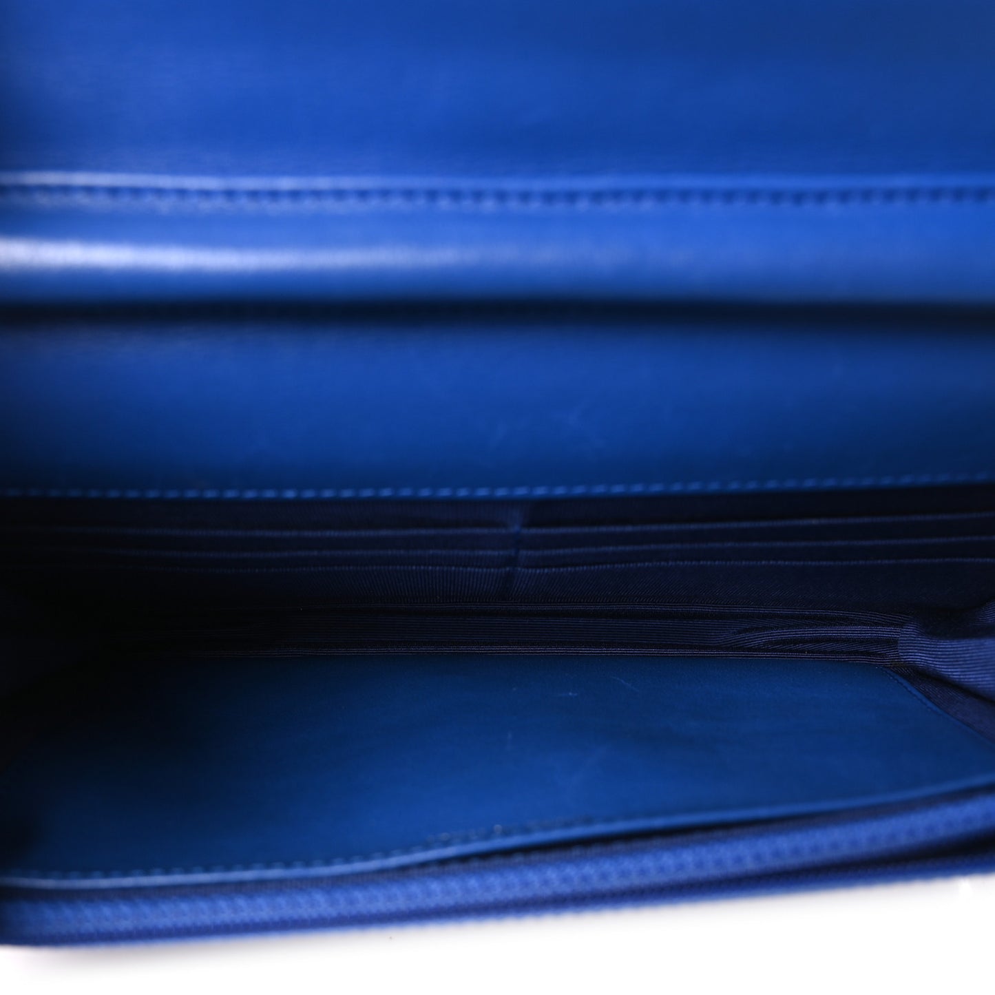 Patent Calfskin Quilted Wallet On Chain WOC Dark Blue
