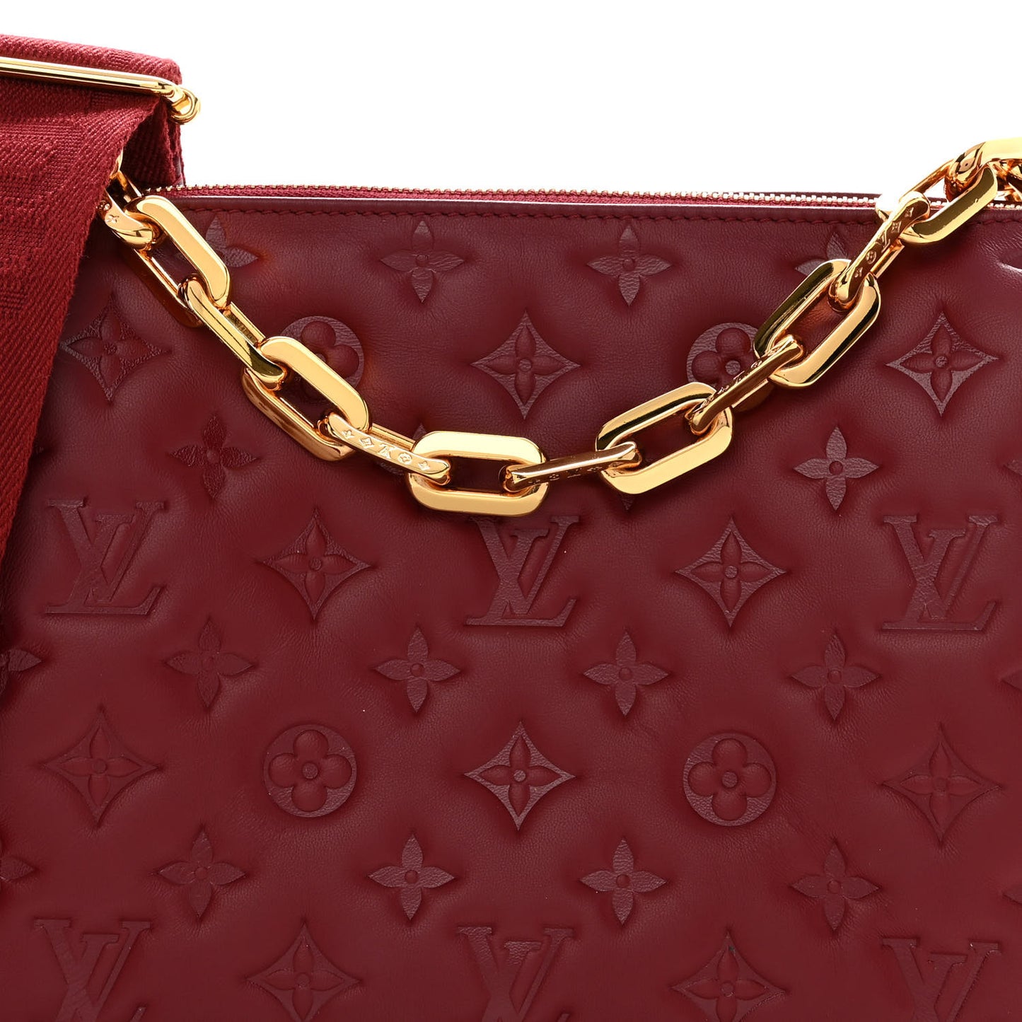 Lambskin Embossed Monogram Coussin PM Wine