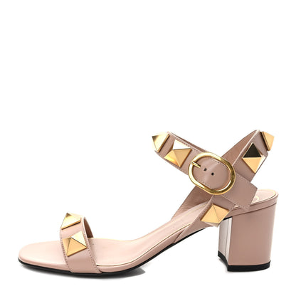 Valentino Garavani Calfskin Roman Stud 60mm Sandals 37.5 Rose Cannelle 1 of 9