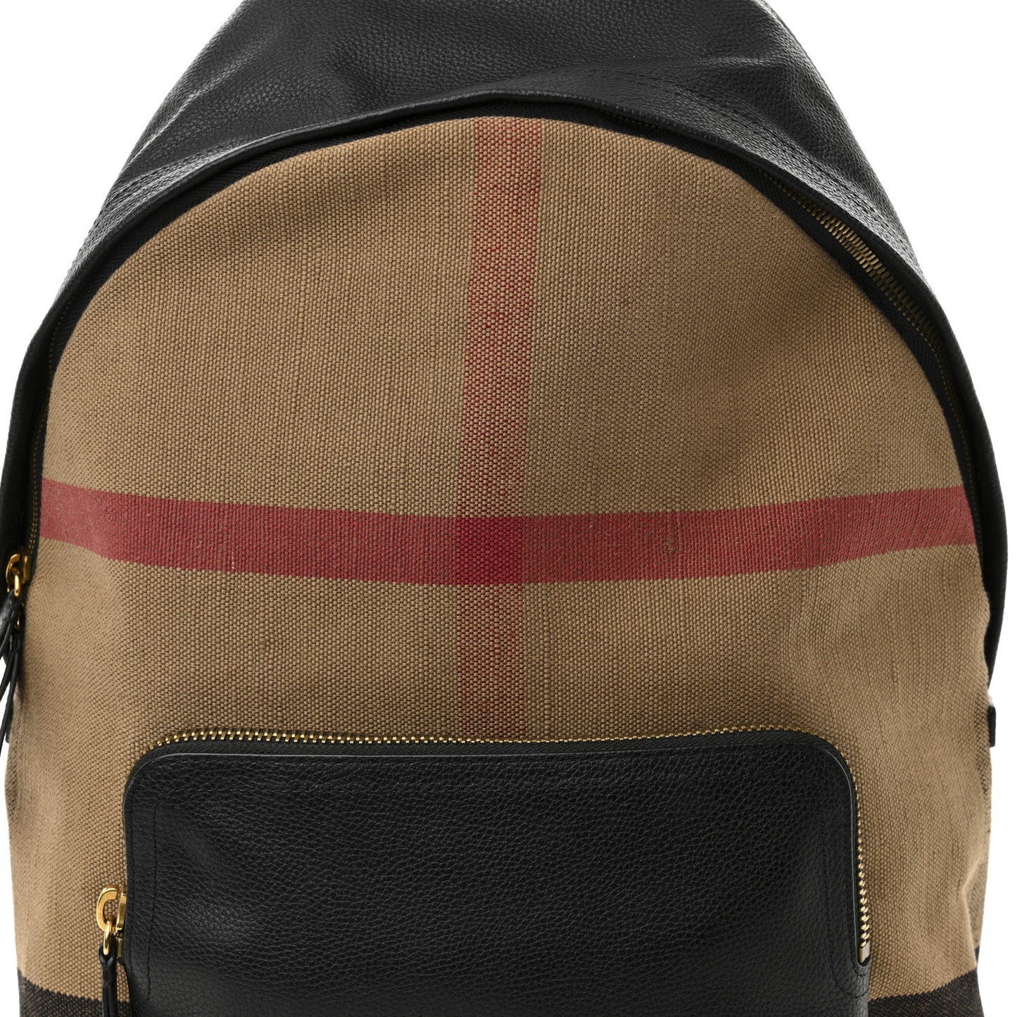 Mega Check Calfskin Abbeydale Simple Backpack Black Camel
