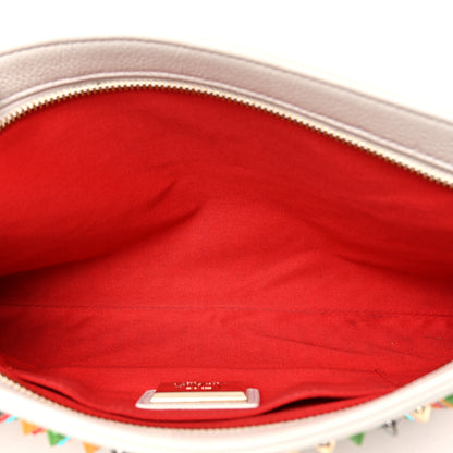 Christian Louboutin Calfskin Empire Spikes Loubiposh Clutch White Multi 5 of 9