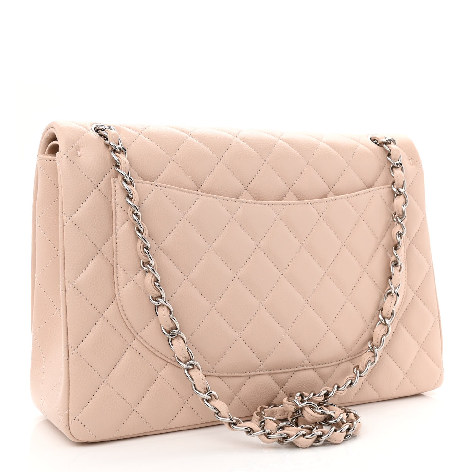 Chanel Caviar Quilted Maxi Double Flap Beige 2 of 10