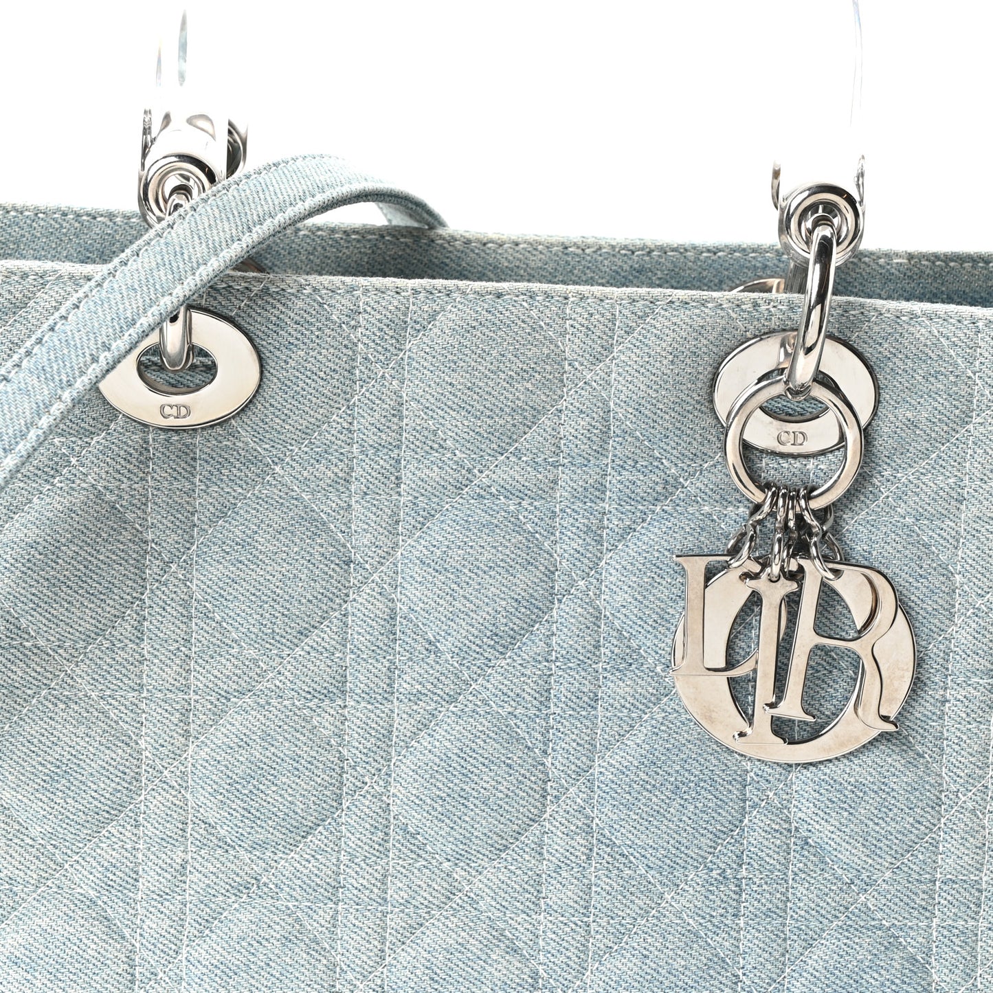 Denim Cannage Medium Lady Dior Light Blue