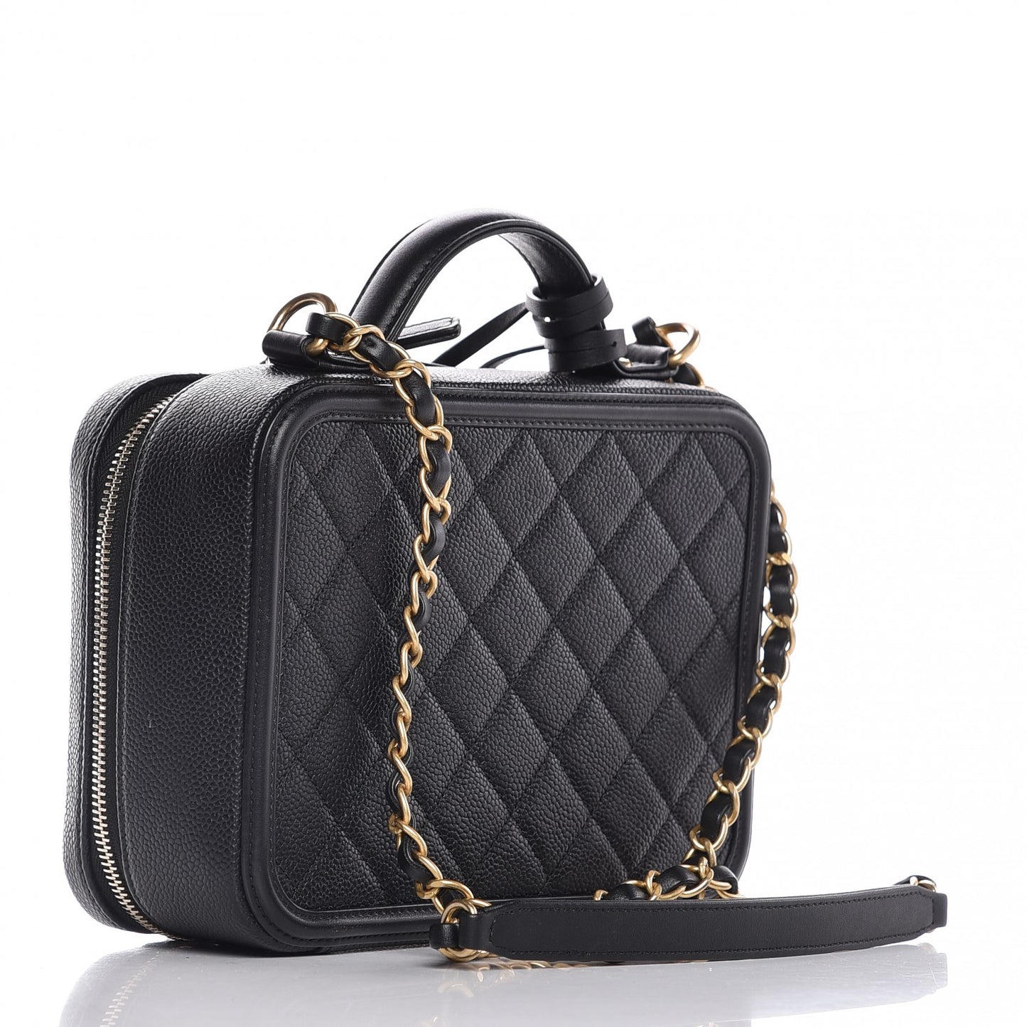 Caviar Quilted Medium CC Filigree Vanity Case Black