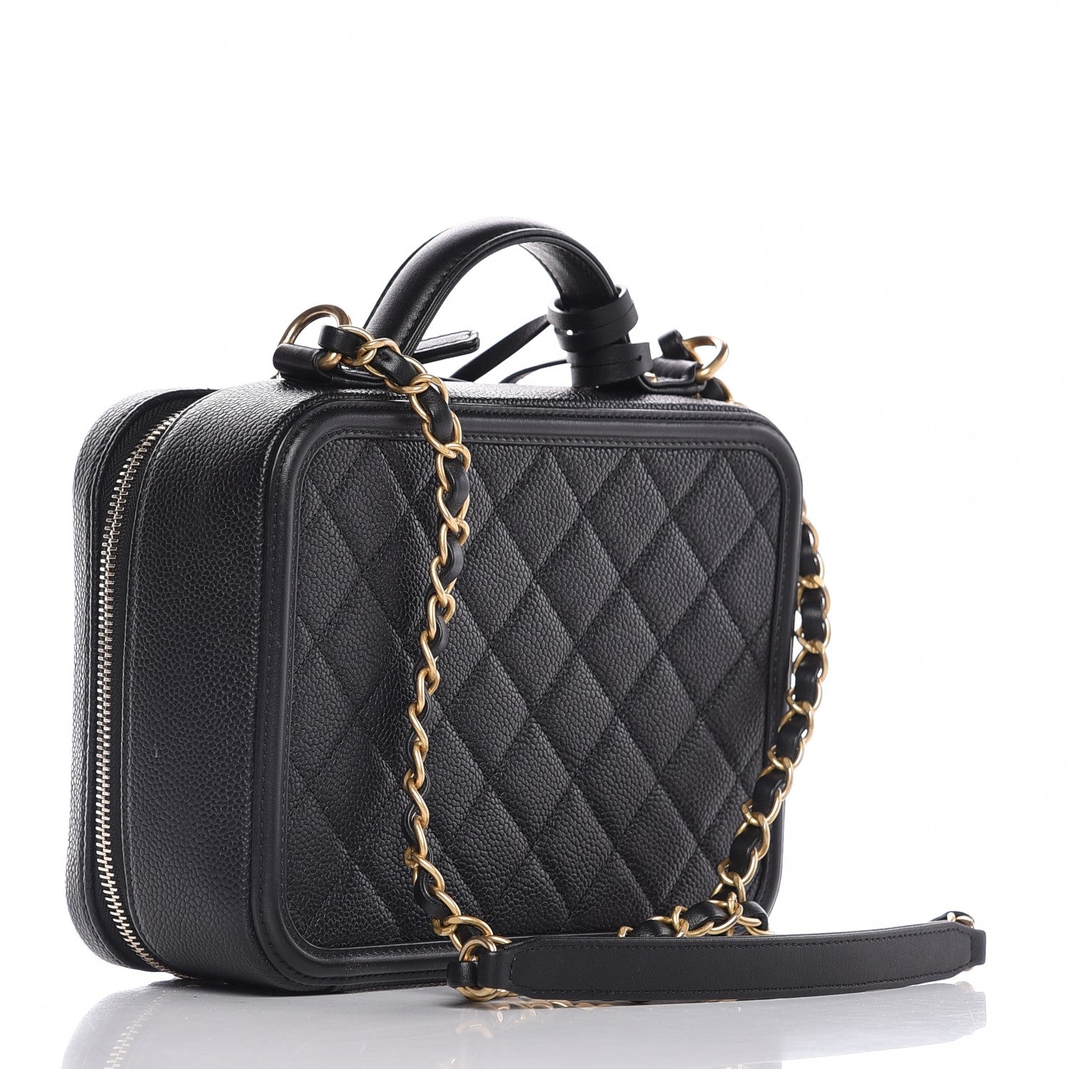 Chanel Caviar Quilted Medium CC Filigree Vanity Case Black 3 of 8