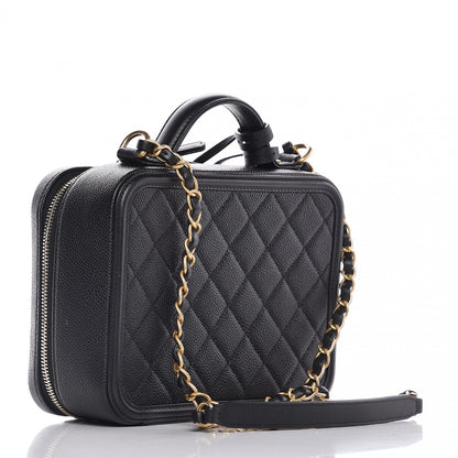 Chanel Caviar Quilted Medium CC Filigree Vanity Case Black 3 of 8