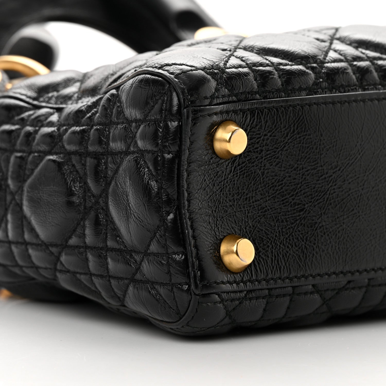 Christian Dior Crinkled Patent Cannage Small Lucky Badges My Lady Dior Black 9 of 15