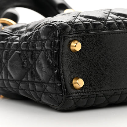 Christian Dior Crinkled Patent Cannage Small Lucky Badges My Lady Dior Black 9 of 15