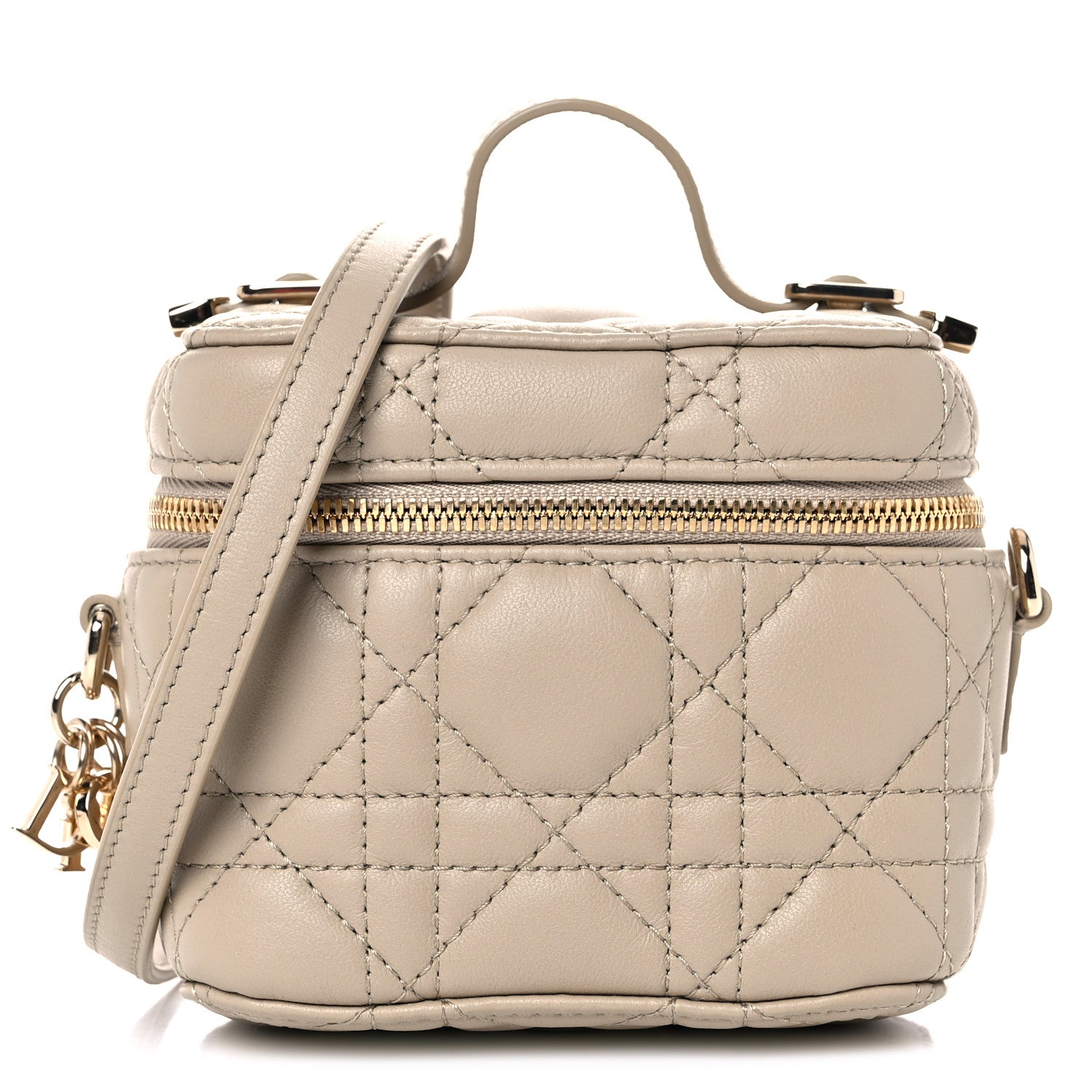 Christian Dior Lambskin Cannage Micro Lady Dior Vanity Case Beige 1 of 9