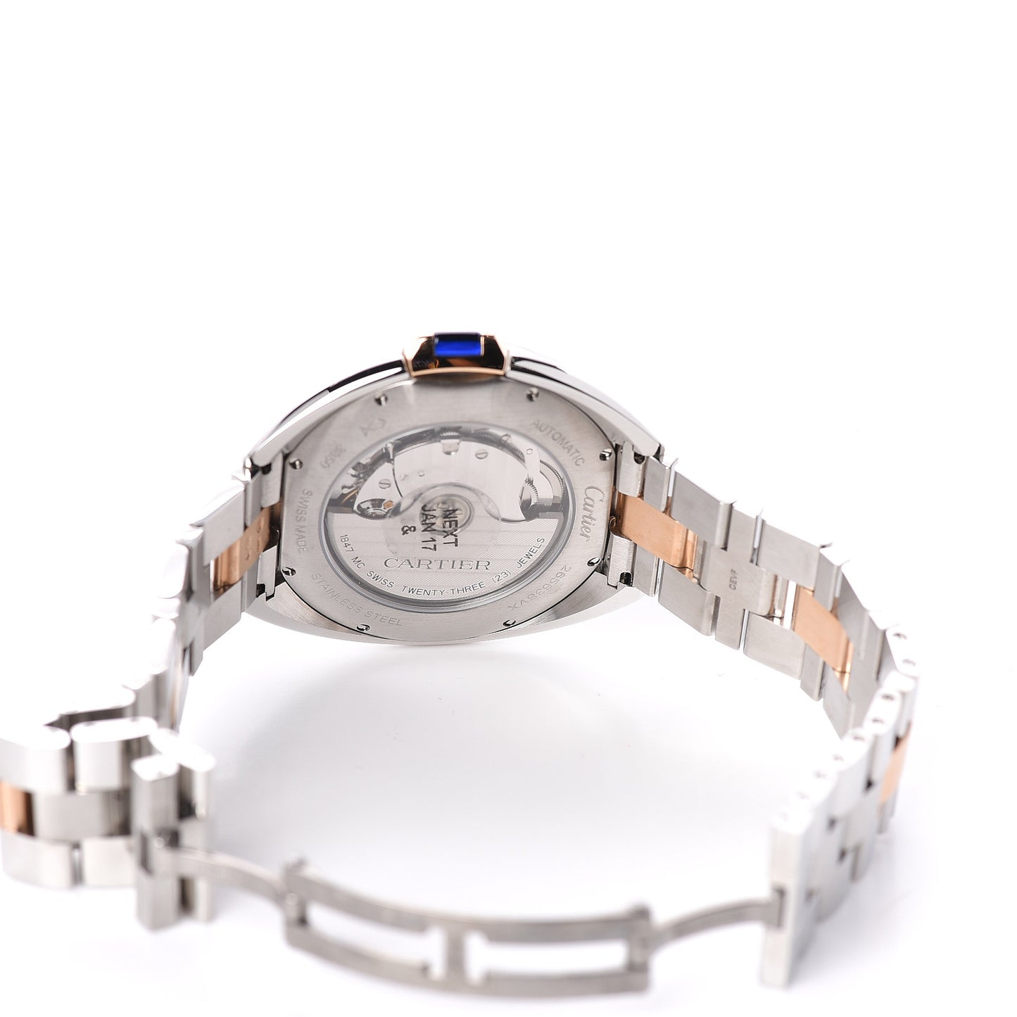 Stainless Steel 18K Pink Gold 40mm Cle De Automatic Watch