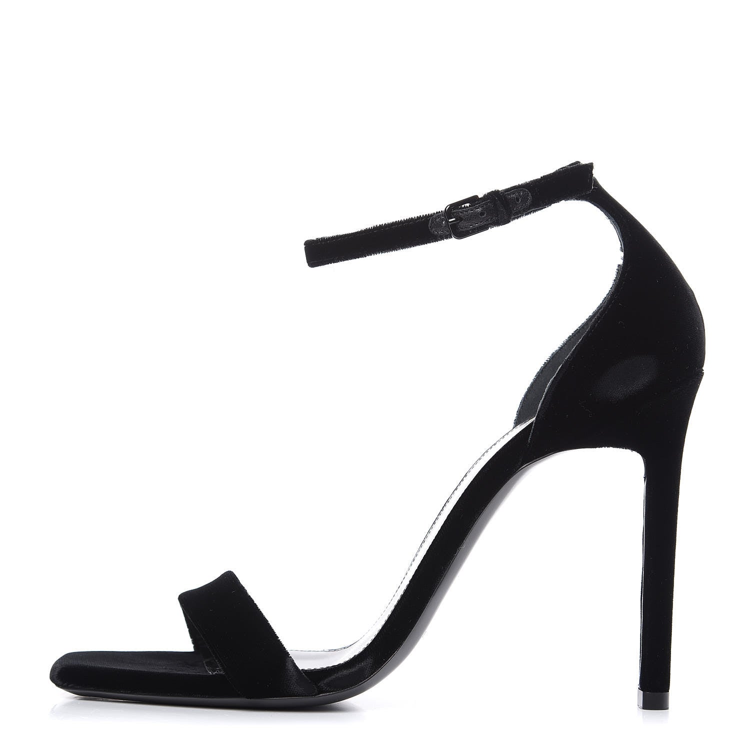 Saint Laurent Velvet Amber 105 Ankle Strap Sandals 40 Black 1 of 12