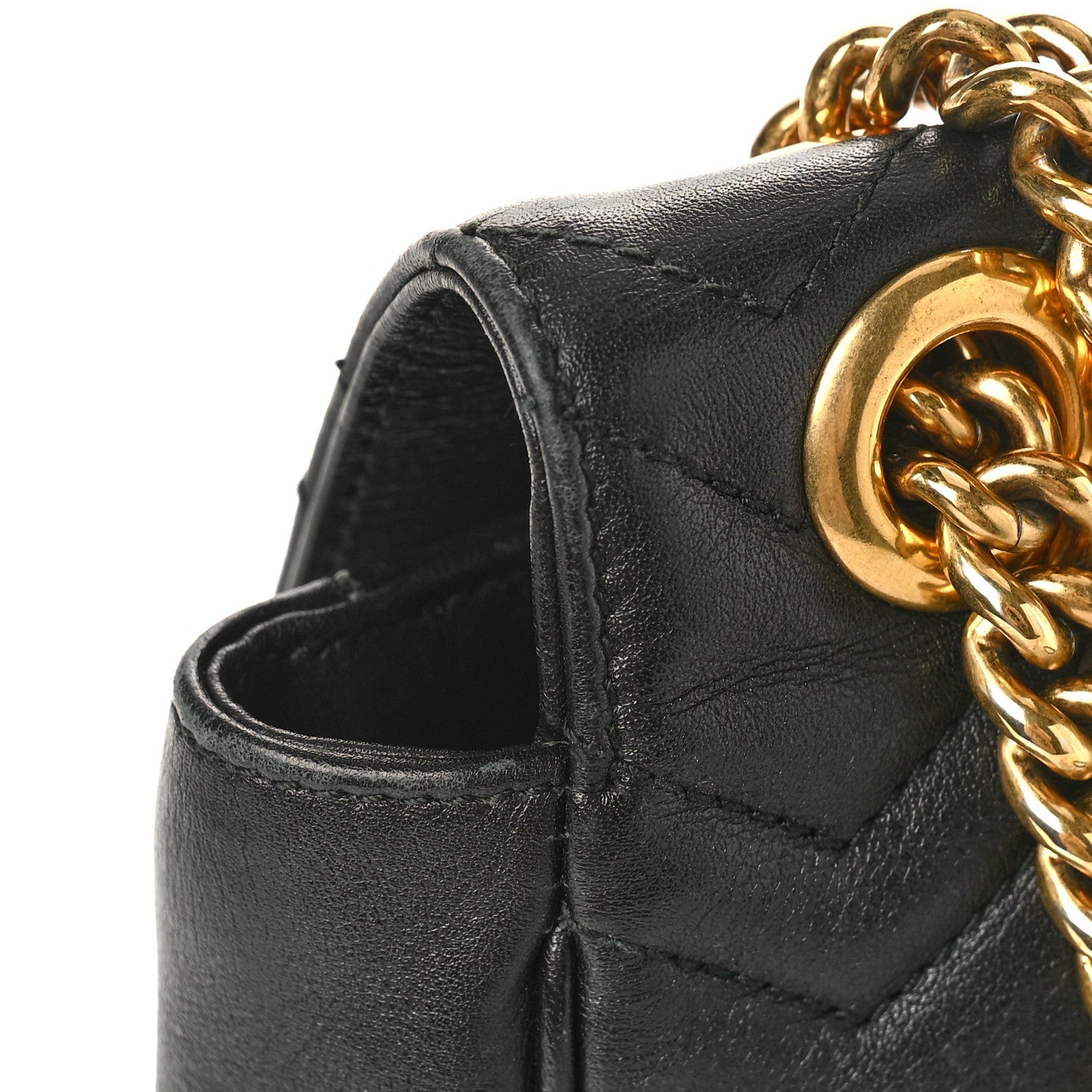 Gucci Calfskin Matelasse Medium GG Marmont Shoulder Bag Black 10 of 12
