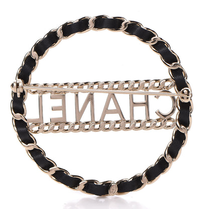 Chanel Lambskin Chain Logo Brooch Black Gold 3 of 5