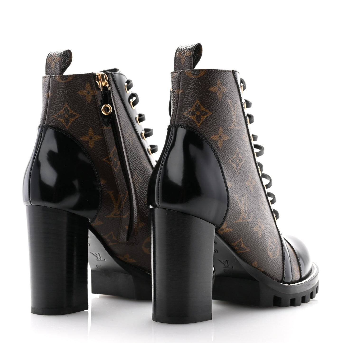 Patent Calfskin Monogram Star Trail Ankle Boots 37 Black