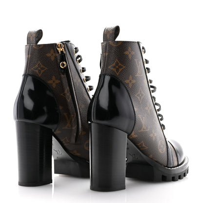 Louis Vuitton Patent Calfskin Monogram Star Trail Ankle Boots 37 Black 4 of 9