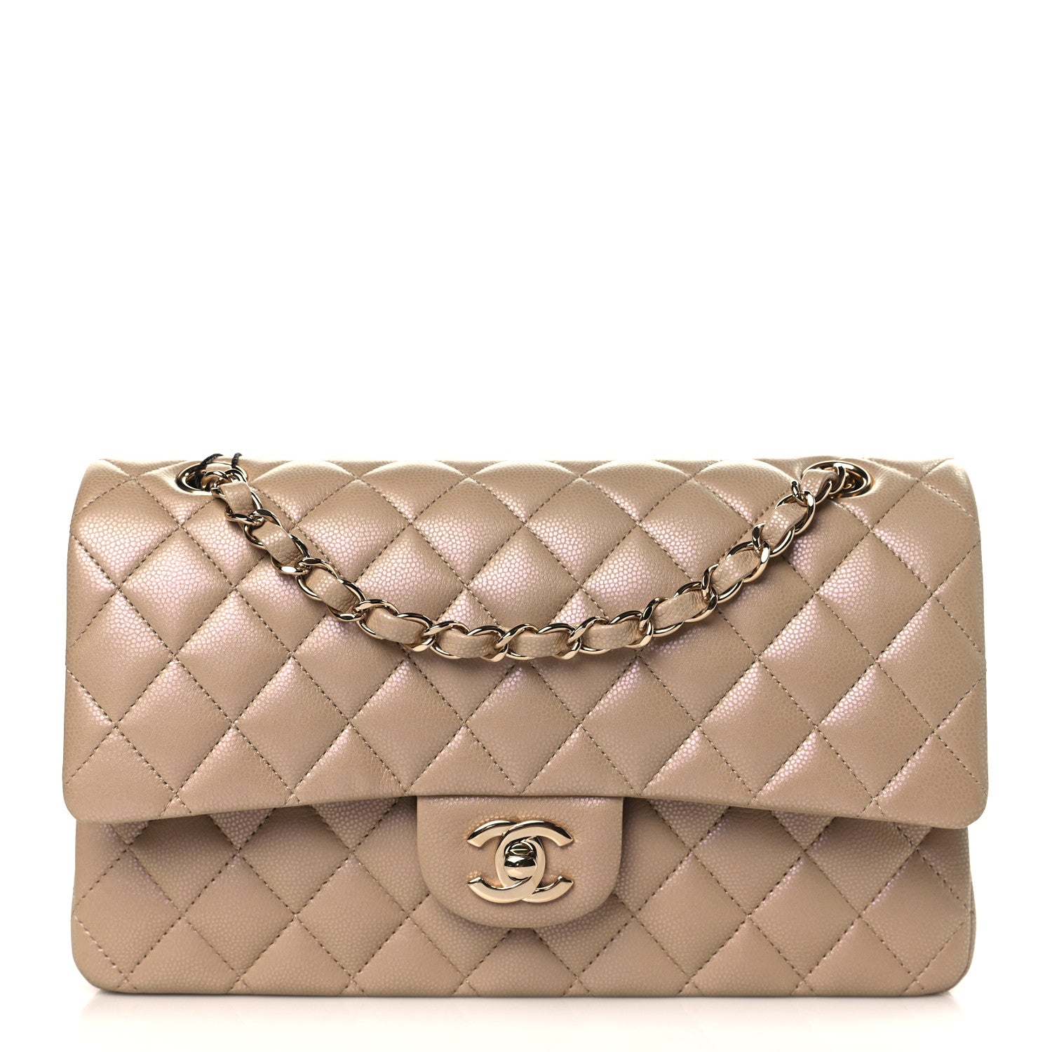 Chanel Iridescent Caviar Quilted Medium Double Flap Dark Beige 1 of 10