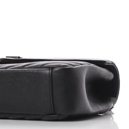 Saint Laurent Sheepskin Matelasse Chevron Monogram Medium College Bag Black 6 of 10