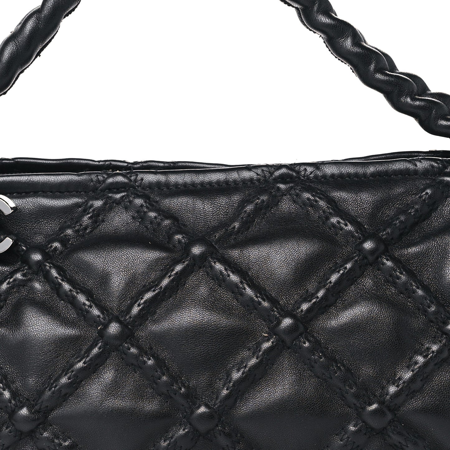 Lambskin Quilted Small Hidden Chain Shoulder Bag Black