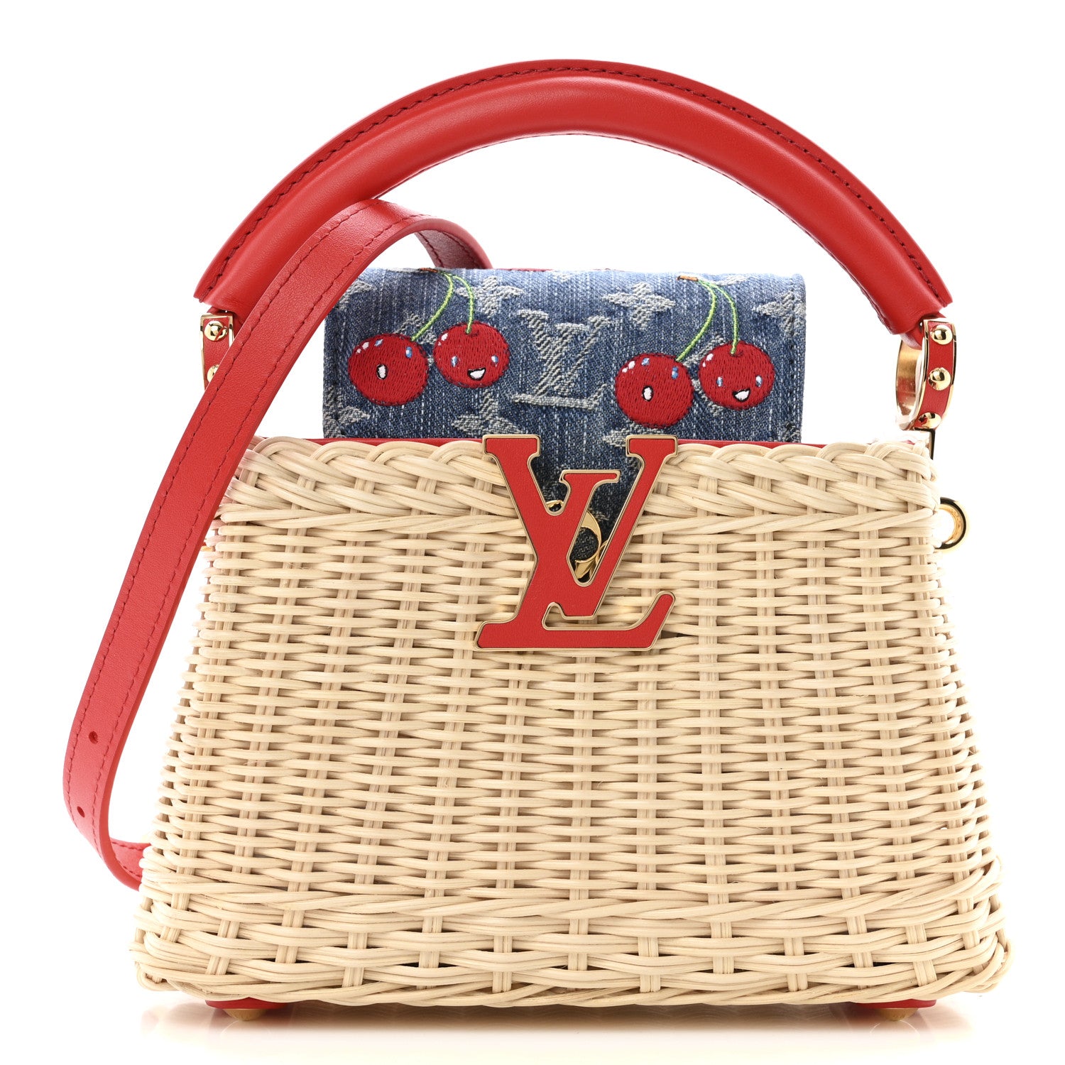 Louis Vuitton LV X TM Rattan Denim Calfskin Cerises Capucines Mini 1 of 10