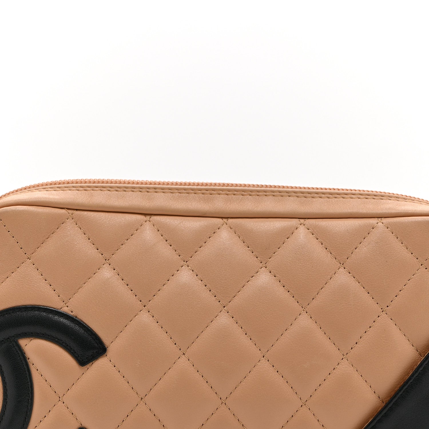 Chanel Calfskin Quilted Cambon Pochette Beige Black 8 of 10