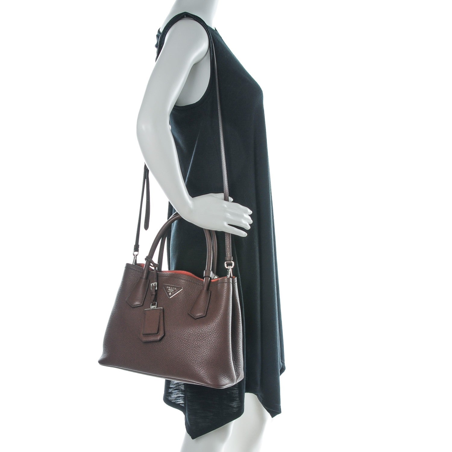 Prada Vitello Daino Small Double Bag Bruciato Rame 2 of 7