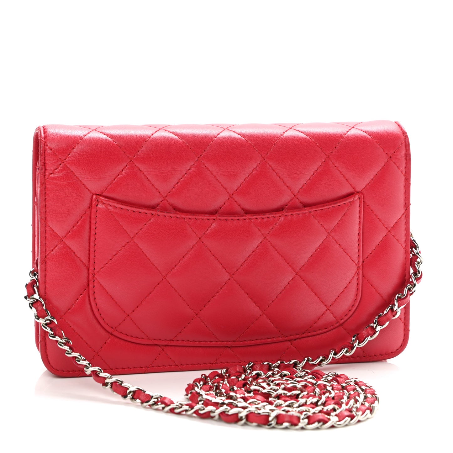 Lambskin Quilted Wallet On Chain WOC Fuchsia