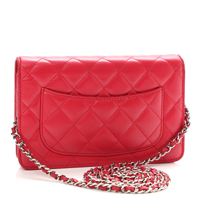 Chanel Lambskin Quilted Wallet On Chain WOC Fuchsia 2 of 13