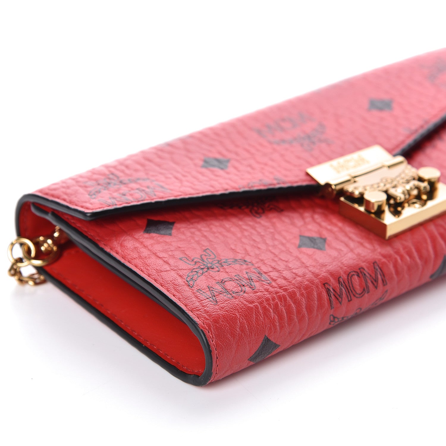 MCM Visetos Large Patricia Chain Wallet Red 8 of 9