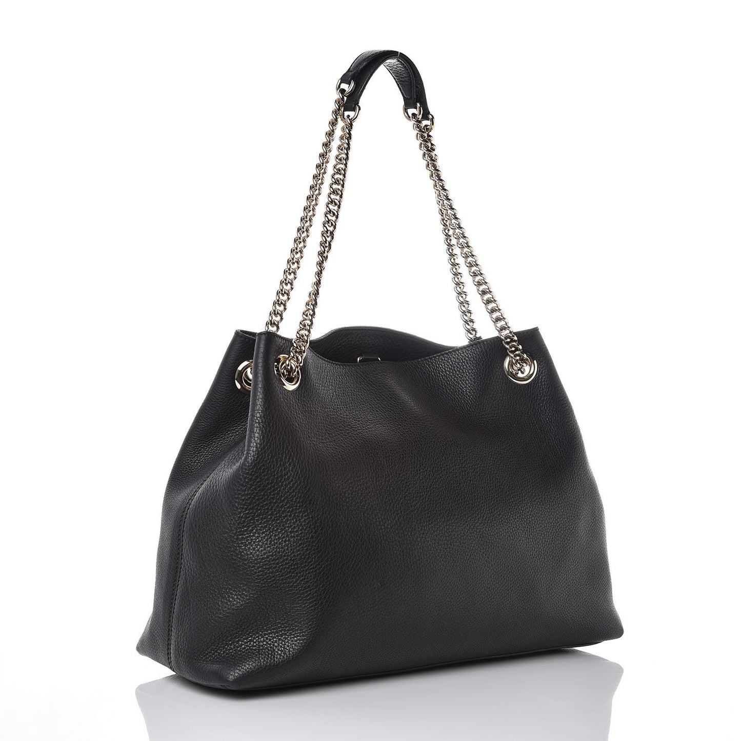 Pebbled Calfskin Medium Soho Chain Shoulder Bag Black