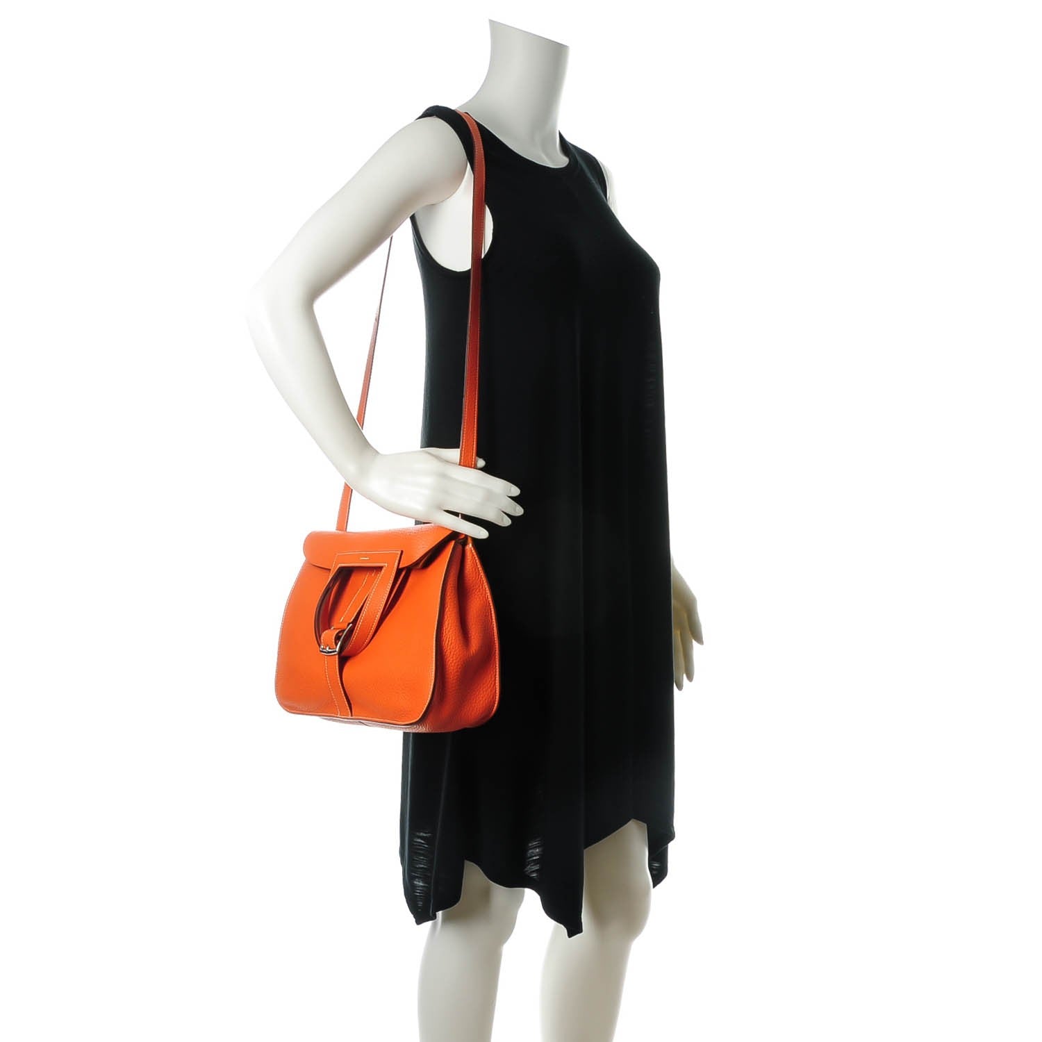 Hermes Taurillon Clemence Halzan 31 GM Orange 2 of 10