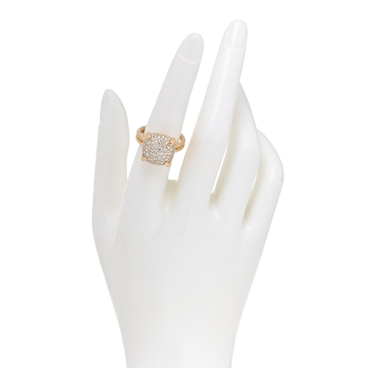 David Yurman 18K Yellow Gold Diamond 14mm Chatelaine Ring 54 7 2 of 6