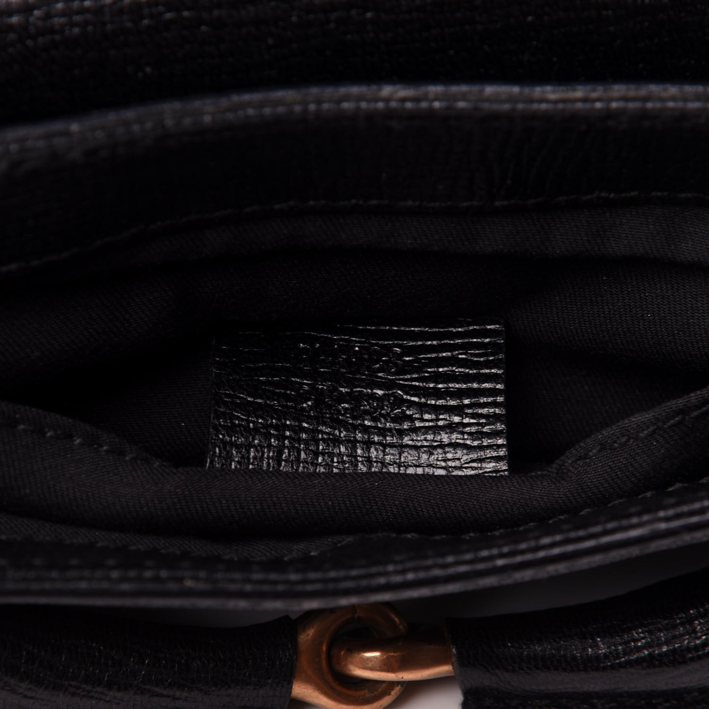 Textured Calfskin Horsebit Chain Clutch Black