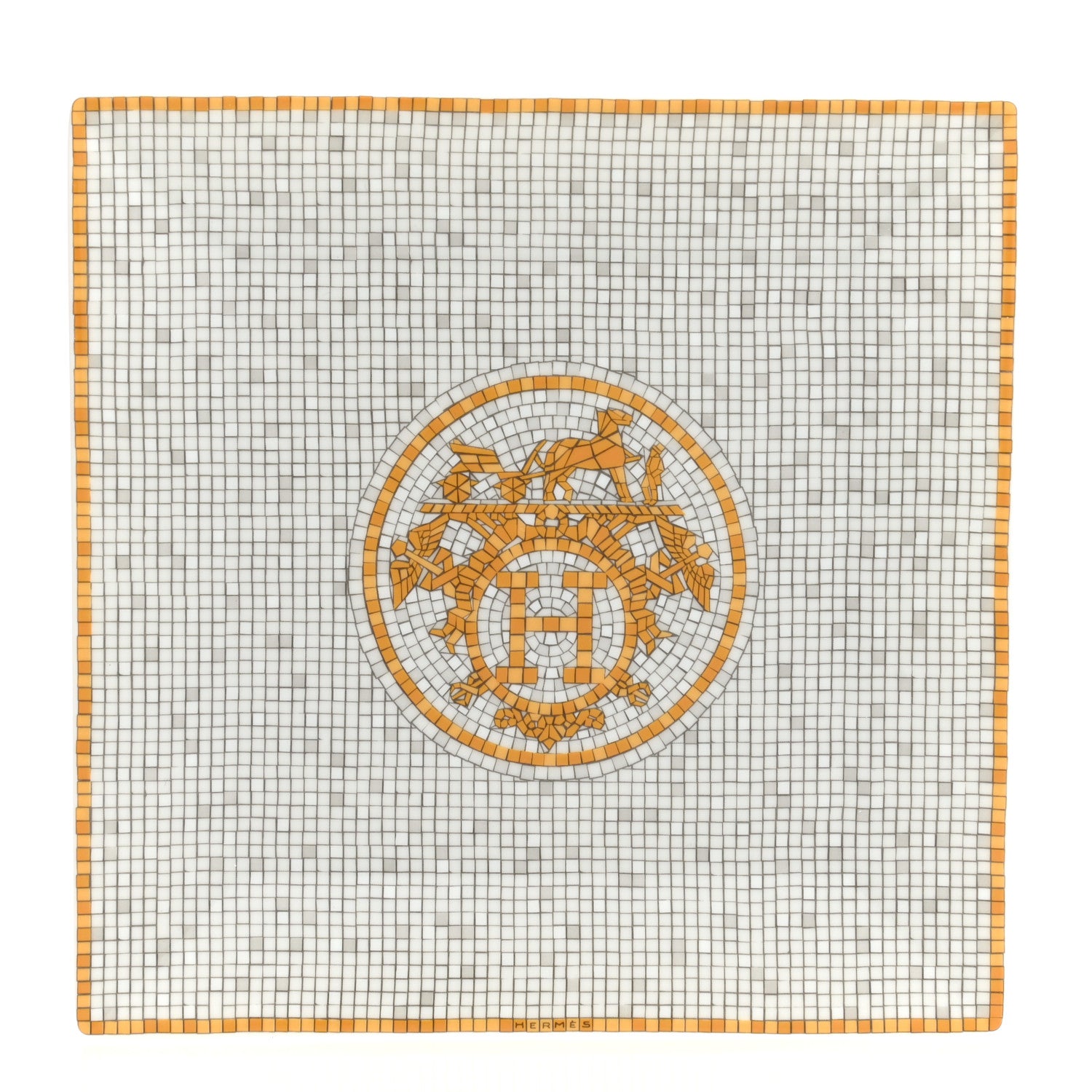 Hermes Porcelain Mosaique au 24 Square Plate 1 of 7
