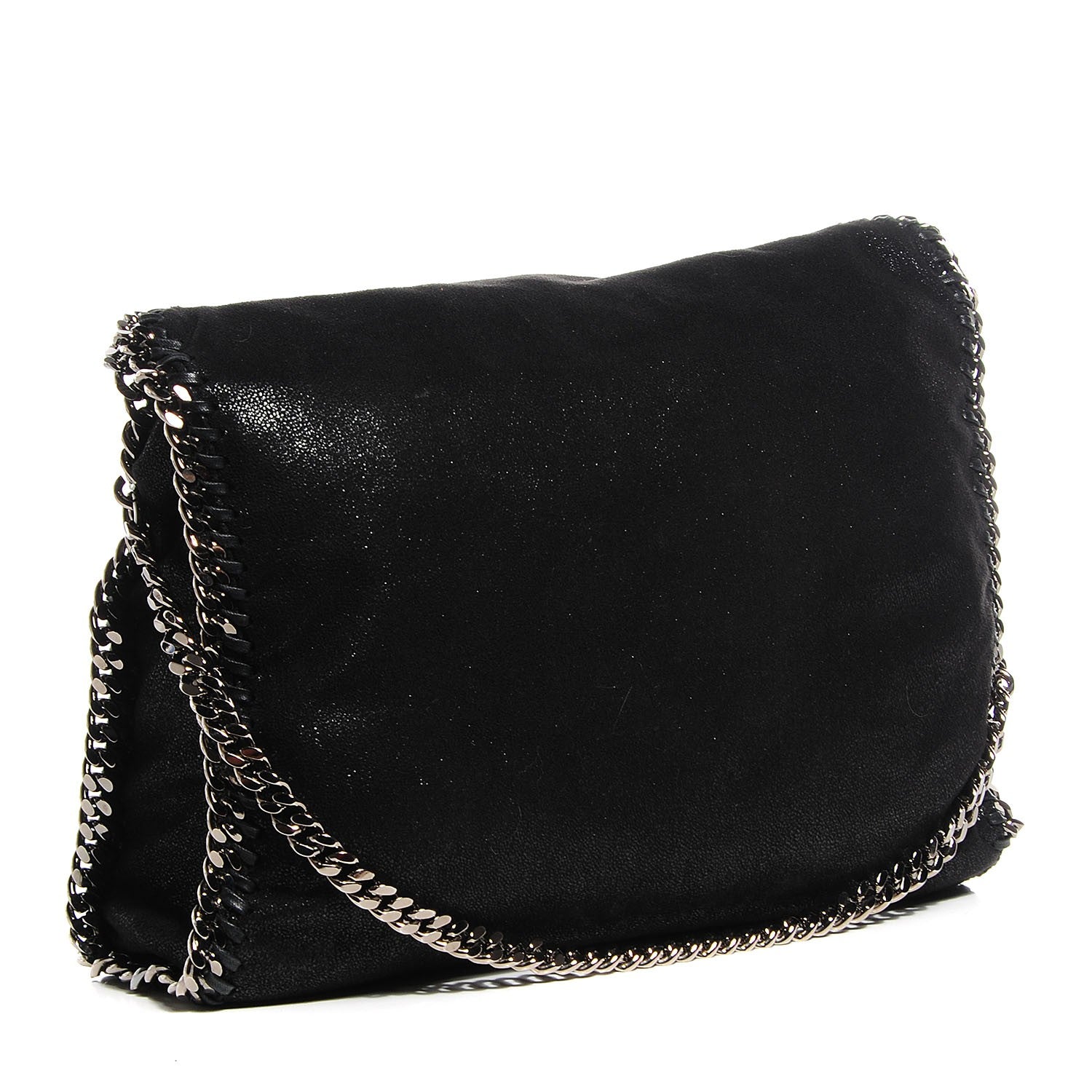 Stella McCartney Faux Leather Shaggy Deer Falabella Fold Over Tote Black 3 of 7