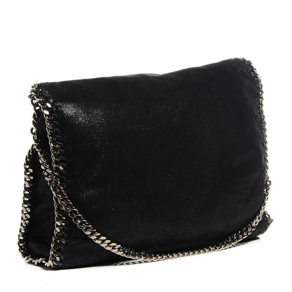 Stella McCartney Faux Leather Shaggy Deer Falabella Fold Over Tote Black 3 of 7