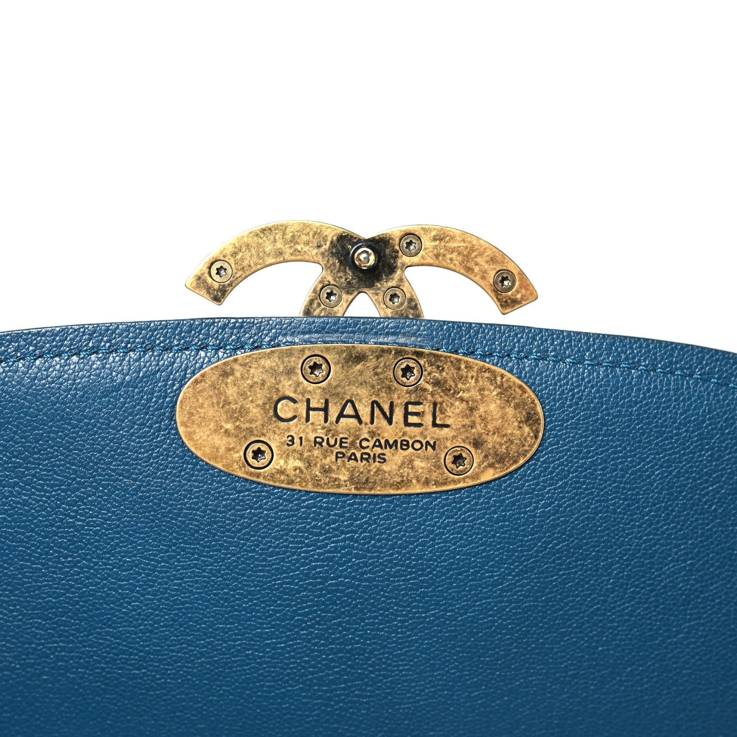 Chanel Shiny Calfskin Goatskin Quilted Medium Coco Curve Messenger Flap Navy 7 of 8