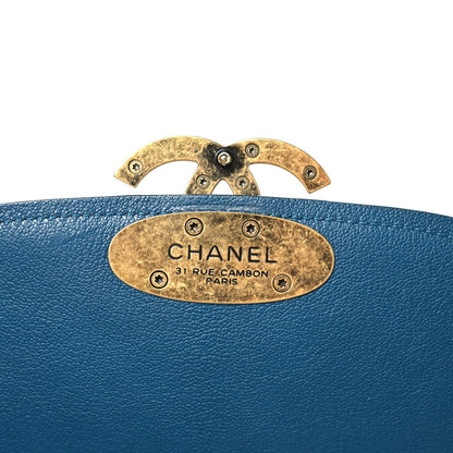 Chanel Shiny Calfskin Goatskin Quilted Medium Coco Curve Messenger Flap Navy 7 of 8