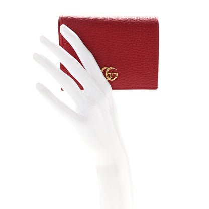 Gucci Pebbled Calfskin GG Marmont Card Case Hibiscus Red 2 of 7