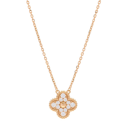 Van Cleef & Arpels 18K Yellow Gold Diamond Vintage Alhambra Pendant Necklace 1 of 6