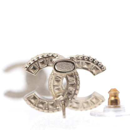 Chanel Crystal Timeless CC Earrings Light Gold 4 of 4