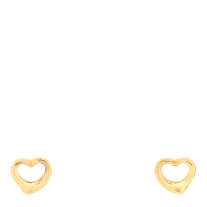 Tiffany 18K Yellow Gold 11mm Elsa Peretti Open Heart Earrings 1 of 4