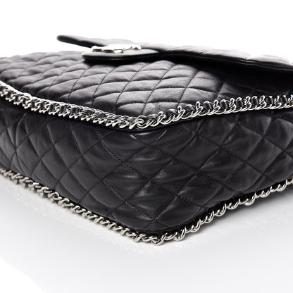 Chanel Washed Lambskin Quilted Maxi Chain Around Flap Black 6 of 9