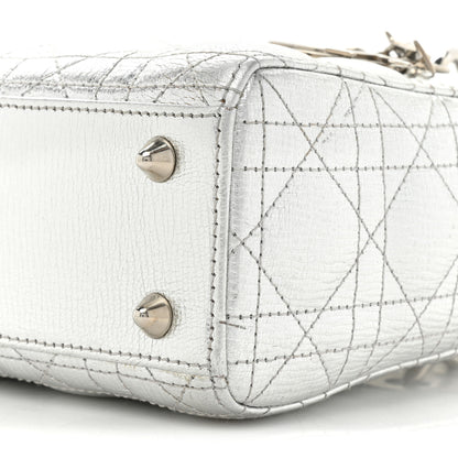Christian Dior Metallic Grained Calfskin Cannage Small Lucky Badges My Lady Dior Silver 8 of 17