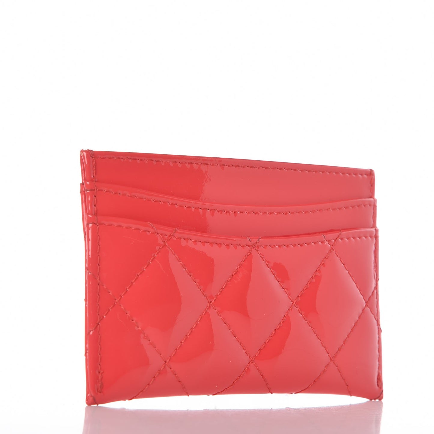 Patent Calfskin Quilted Card Holder Pink