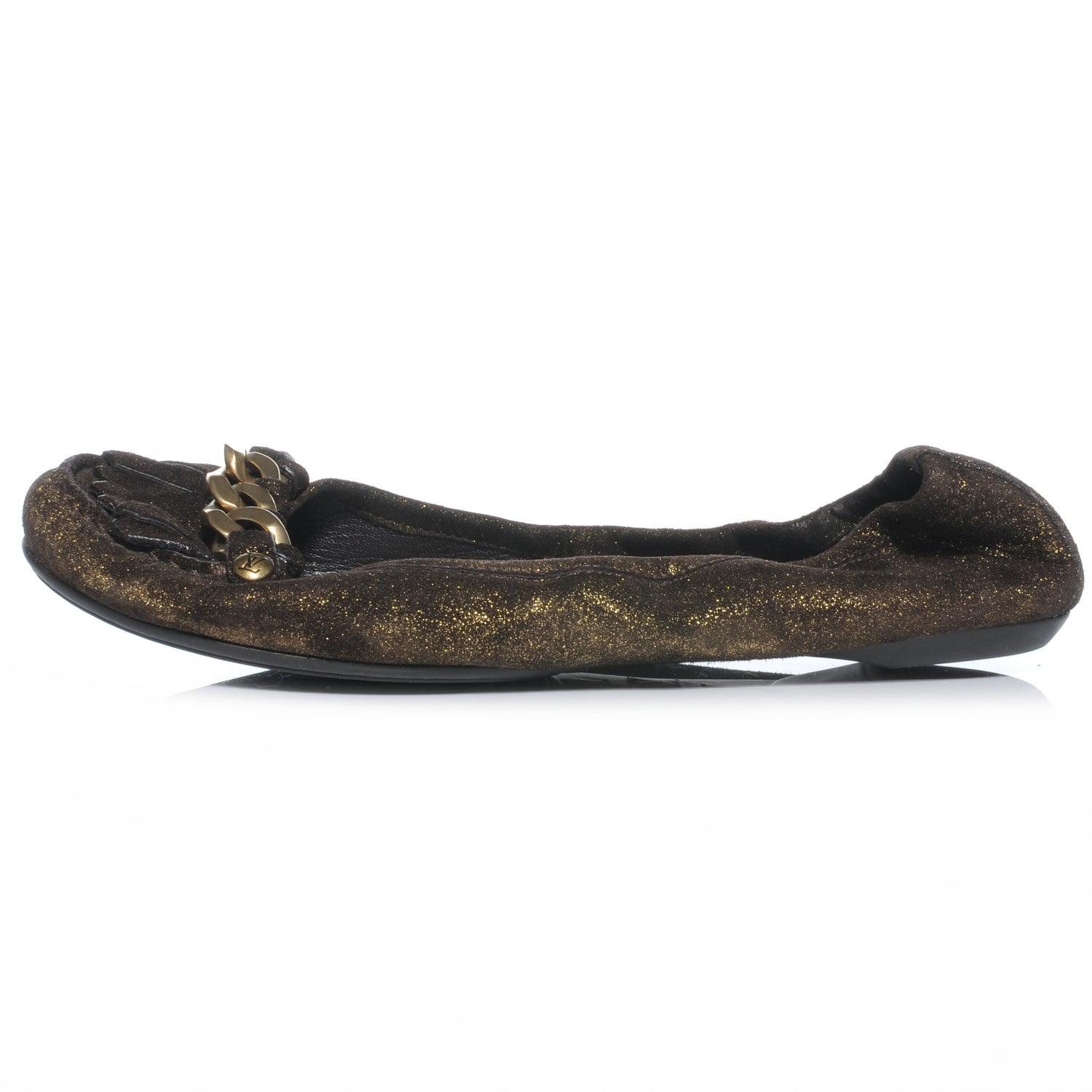 Louis Vuitton Suede Shimmer Whisper Flats 38 Brown 1 of 7