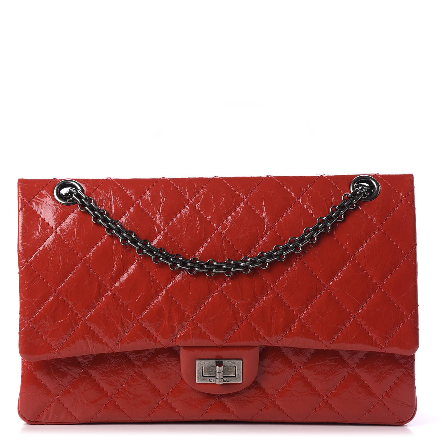 Aged Glazed Calfskin Quilted 2.55 Reissue 226 Flap Red